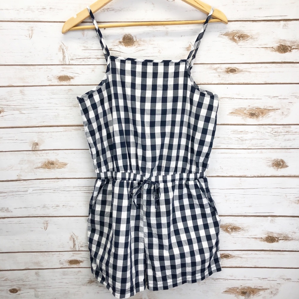 Ci Sono Navy White Gingham Romper Sz M ::U20